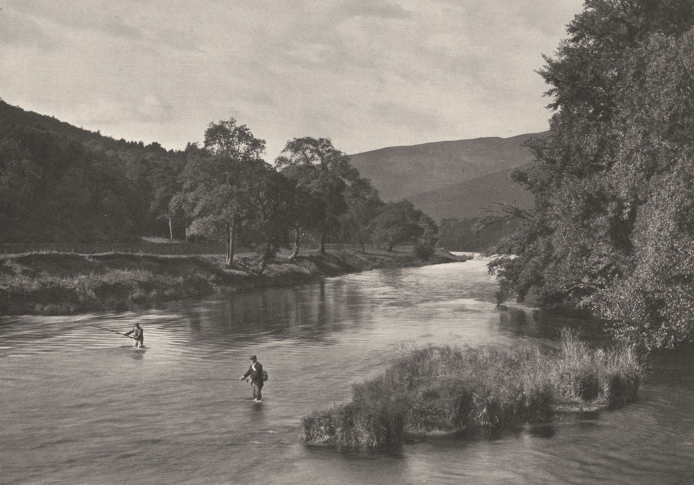 NORTHUMBERLAND. On the Tweed near Innerleithen. Fishing 1901 old antique print